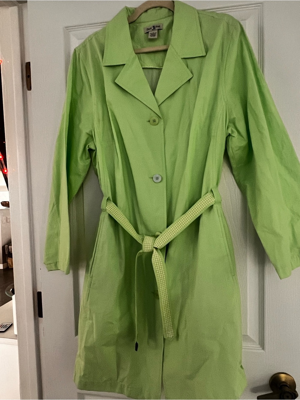 Duck Head Light Green Trench Coat with Belt